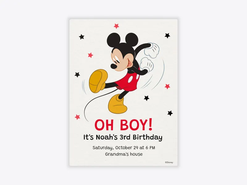 Disney’s Mickey Mouse: Birthday Stars Invitation free template design