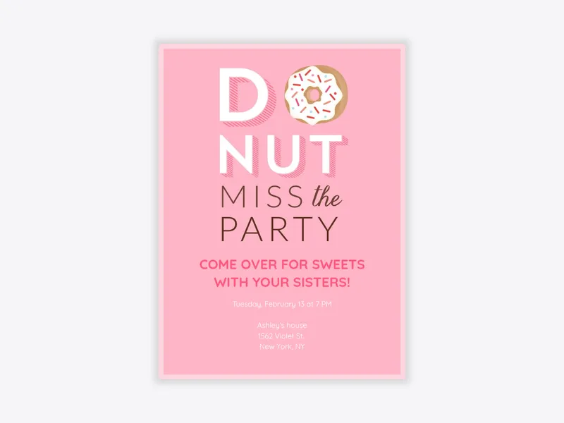 Donut Miss The Party Pink - valentines_day - Invitation