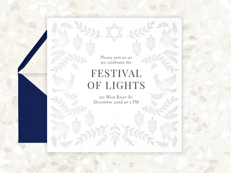 Dove & Dreidel - hanukkah - Invitation