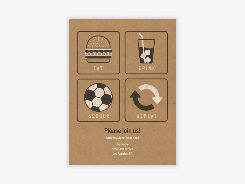 Eat Drink Play Soccer - soccer - Invitation