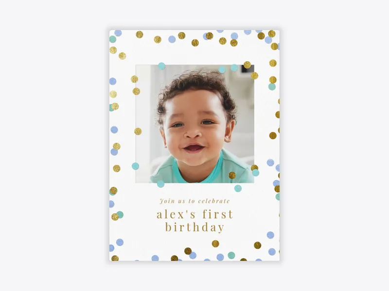 Festive Gold Confetti (Photo) - babyandkids_dyo_uyo - Invitation