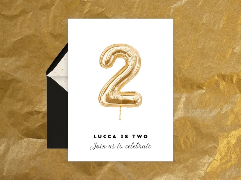 Gold Mylar Number Balloon Invitation premium template design