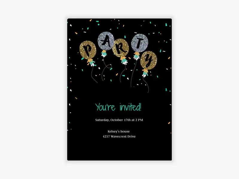 Glitter Balloons - retirement_farewell - Invitation