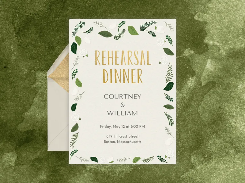Green Rehearsal - wedding_weekend - Invitation