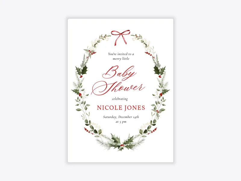 Holly Wreath - baby_shower - Invitation