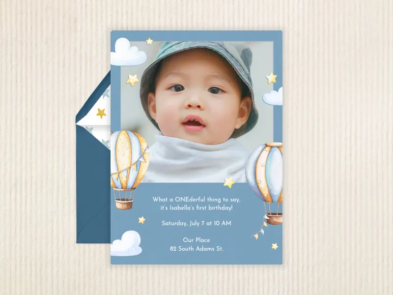 Hot Air Balloon Birthday (Photo) - babyandkids_dyo_uyo - Invitation