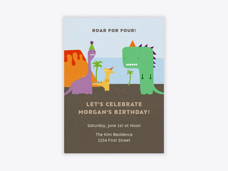 Dino Party - 4th_birthday - Invitation