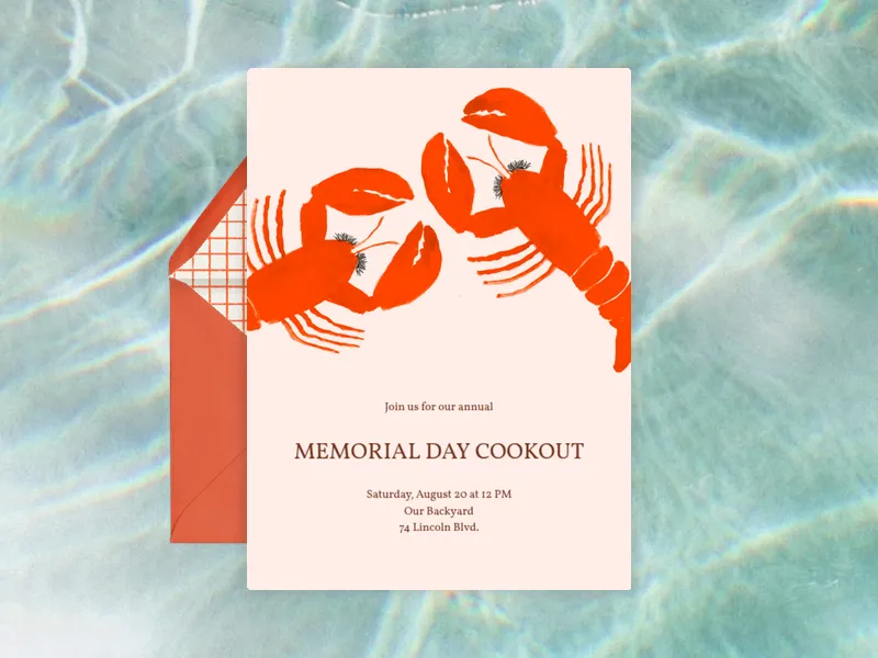Lashed Lobsters - summer - Invitation
