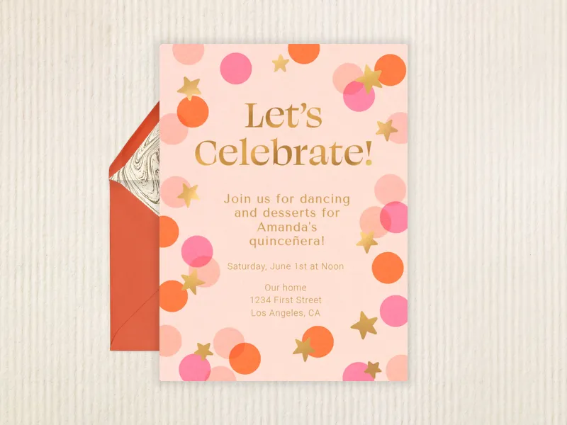 Let's Celebrate Big Confetti - quinceanera - Invitation