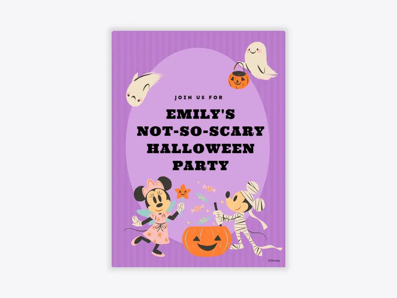 Disney’s Mickey Mouse & Minnie Mouse: Not-So-Scary Halloween Party Invitation free template design
