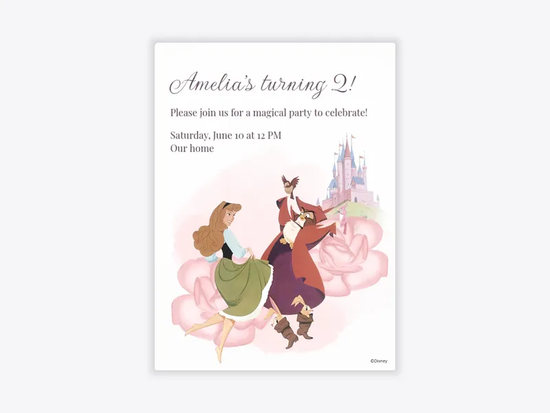 Disney’s Sleeping Beauty: Once Upon a Dream Invitation free template design