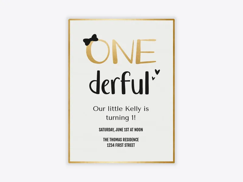 ONEderful Baby Invitation free template design