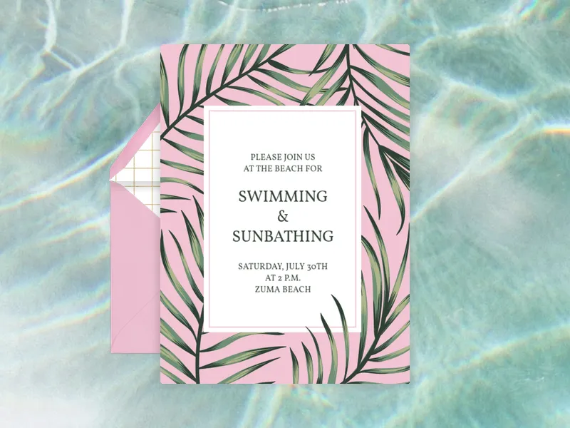 Palm Pattern - beach_party - Invitation