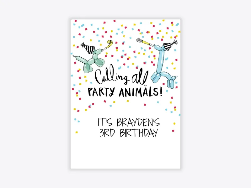 Party Animal Balloons - 3rd_birthday - Invitation