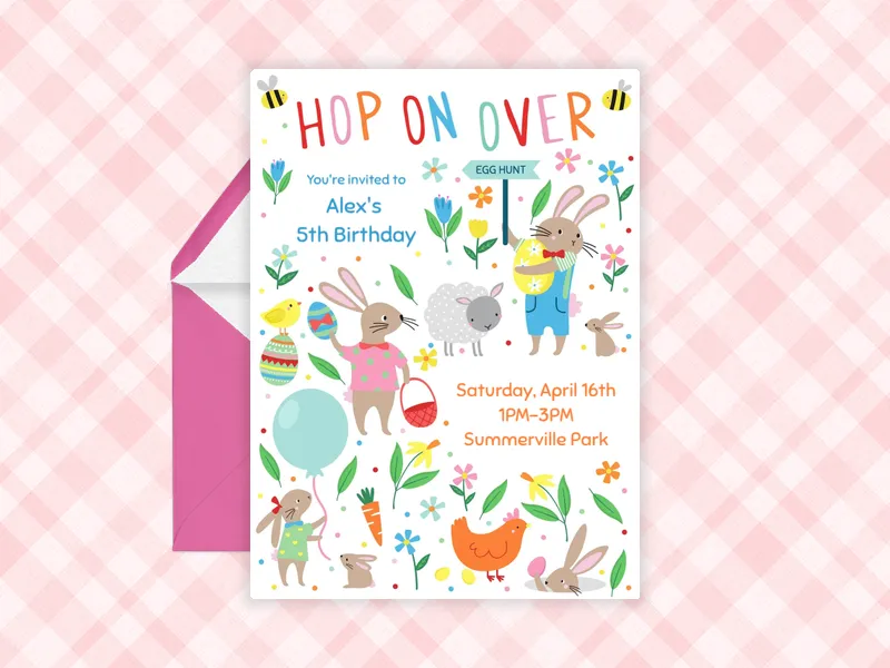 Hoppy Spring - 5th_birthday - Invitation