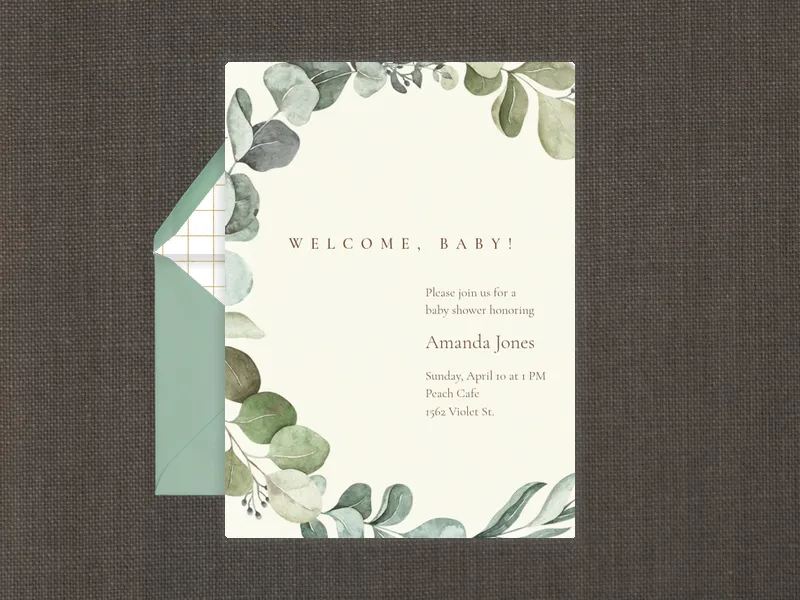 Watercolor Eucalyptus Wreath - parenthood_journey - Invitation
