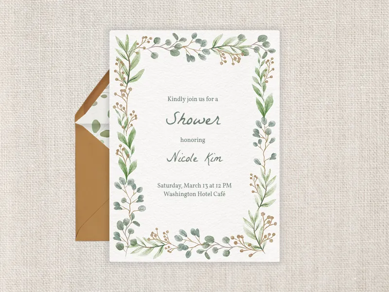 Watercolor Greenery - bridal_shower - Invitation
