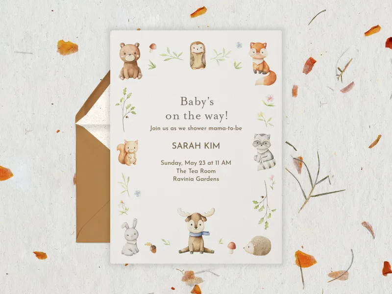 Watercolor Woodland Invitation premium template design