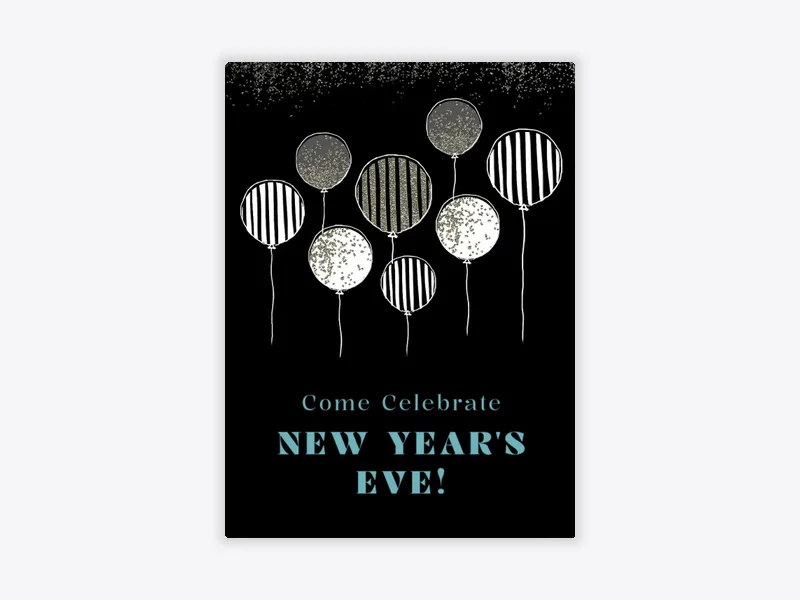Illustrated Balloons - new_years - Invitation
