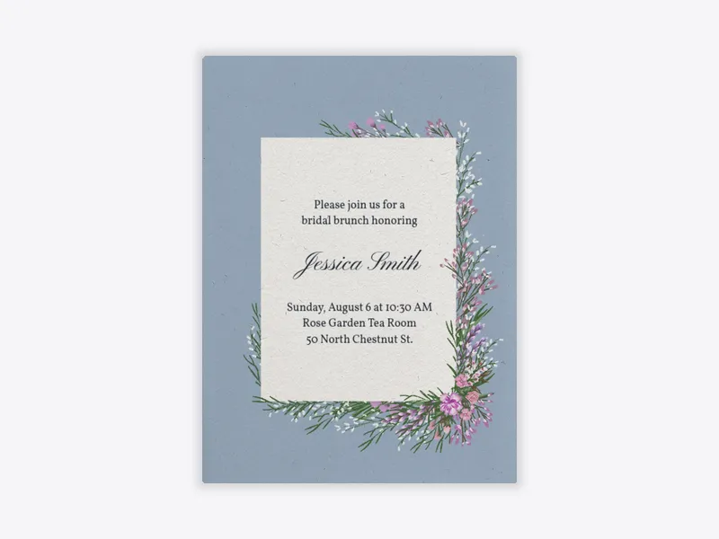 Antique Blue Bouquet Invitation free template design
