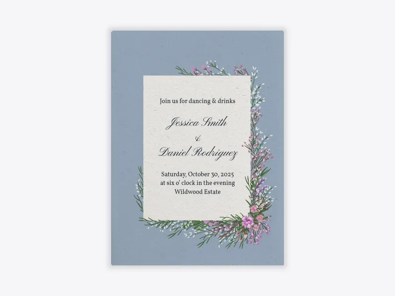 Antique Blue Bouquet Invitation free template design