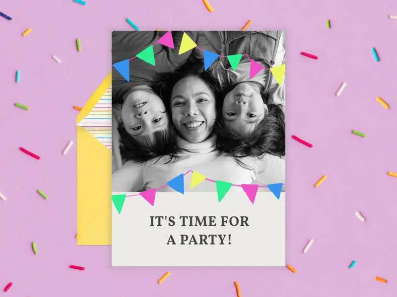Happy Bunting (Photo) - family_gathering - Invitation