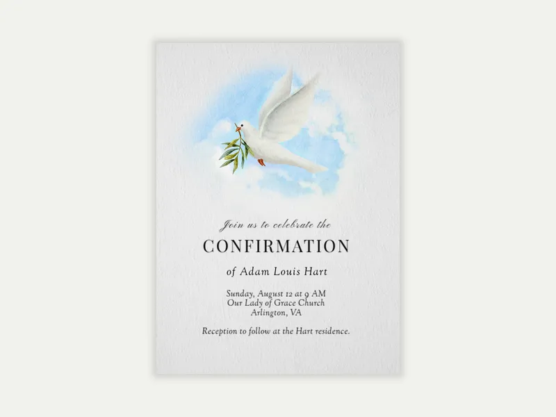 Soaring Dove - confirmation - Invitation