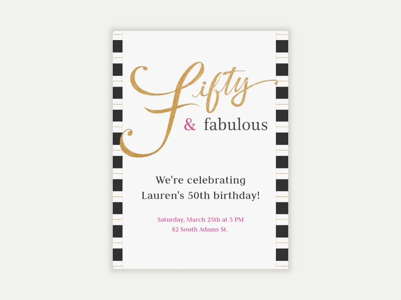 50 and Fabulous - 50th_birthday - Invitation