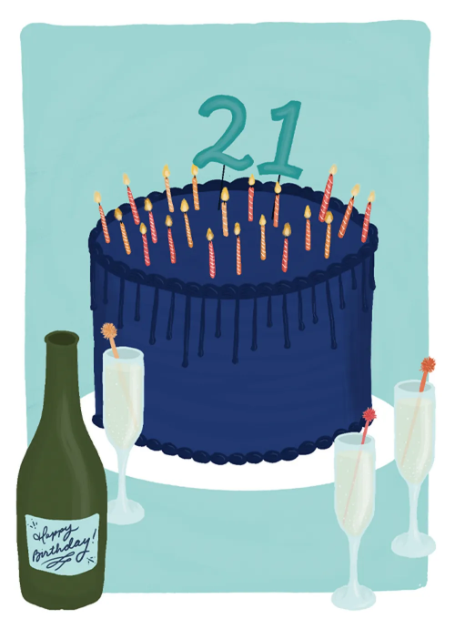 21st Cake Card - birthday_adults_cards - Card