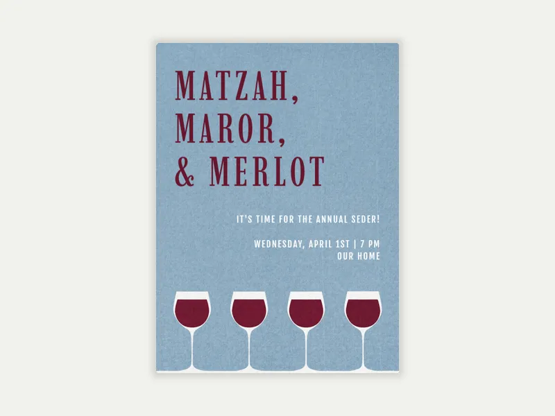 Five Glass Cheers - passover - Invitation