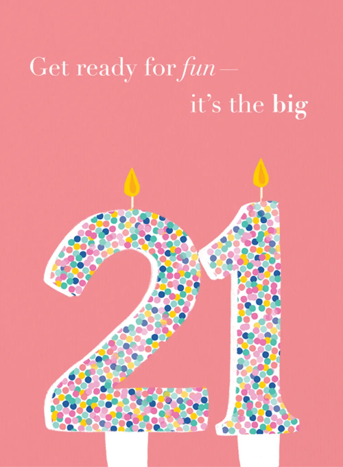 21st Birthday Cake Candle Card - birthday_adults_cards - Card