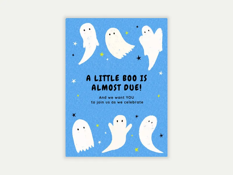 Blue A Little Boo Is Almost Due - baby_shower - Invitation
