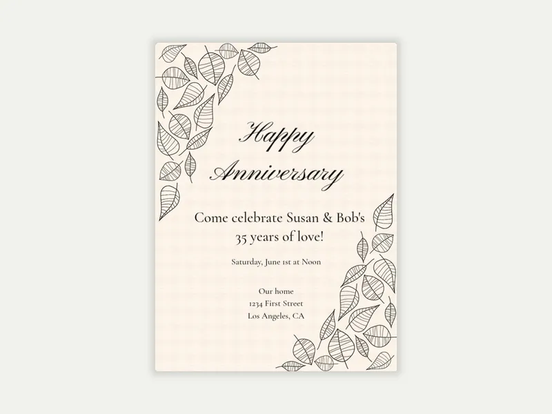 Anniversary Leaves - anniversary - Invitation