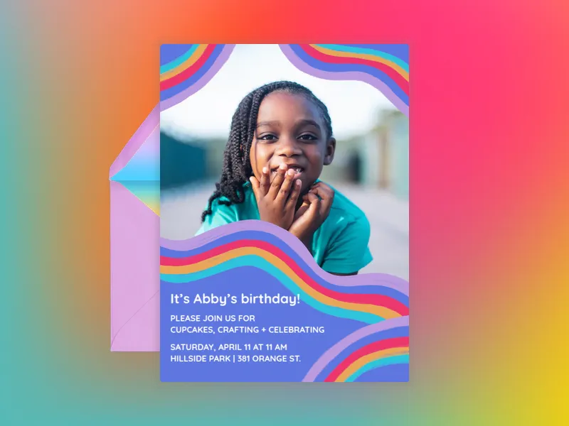 Abstract rainbow (Photo) Invitation premium template design