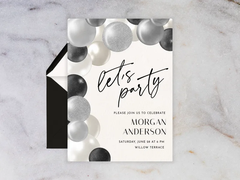 Balloon Arch - 45th_birthday - Invitation