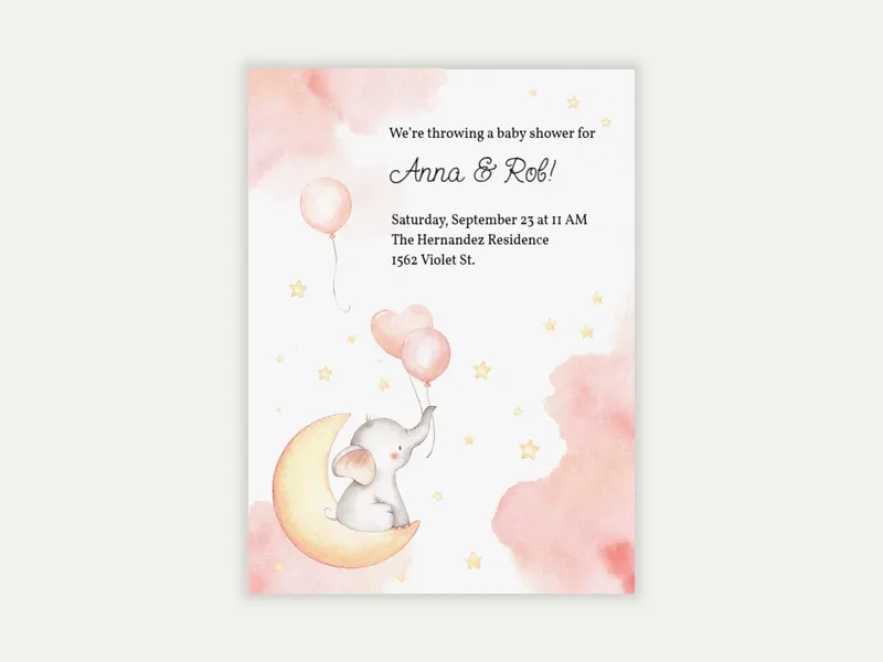 Baby Pink Elephants - baby_shower - Invitation