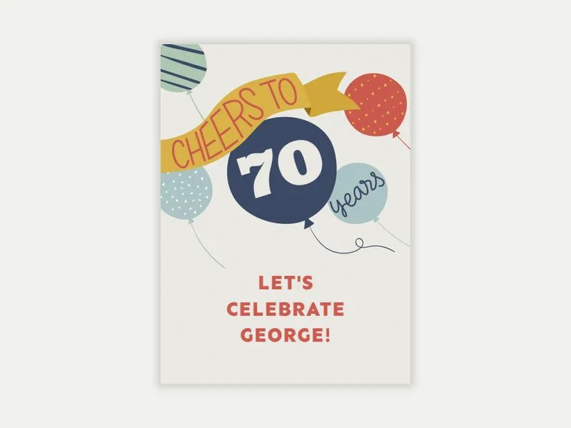 Balloon Birthday Cheers Birthday - 70th_birthday - Invitation