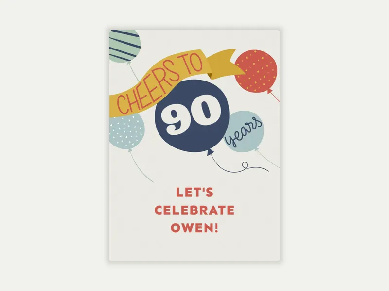 Balloon Birthday Cheers Birthday - 90th_birthday - Invitation