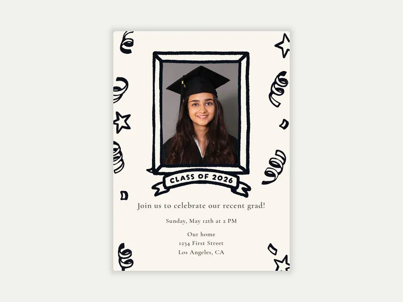 Mortar Board (Photo) Invitation free template design