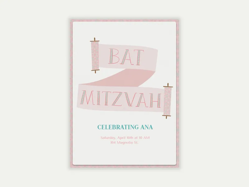 Bat Torah Scroll - bar_bat_mitzvah - Invitation