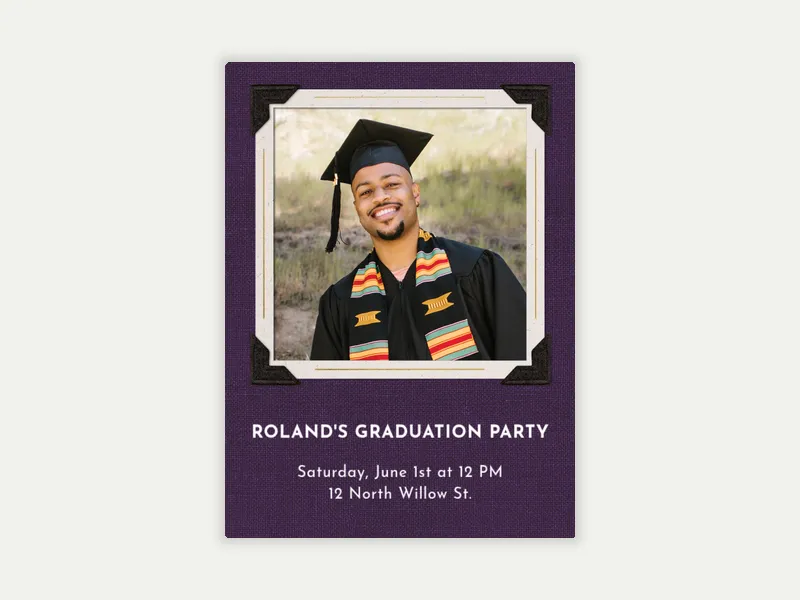 Basic Linen Frame (Photo) - graduation - Invitation