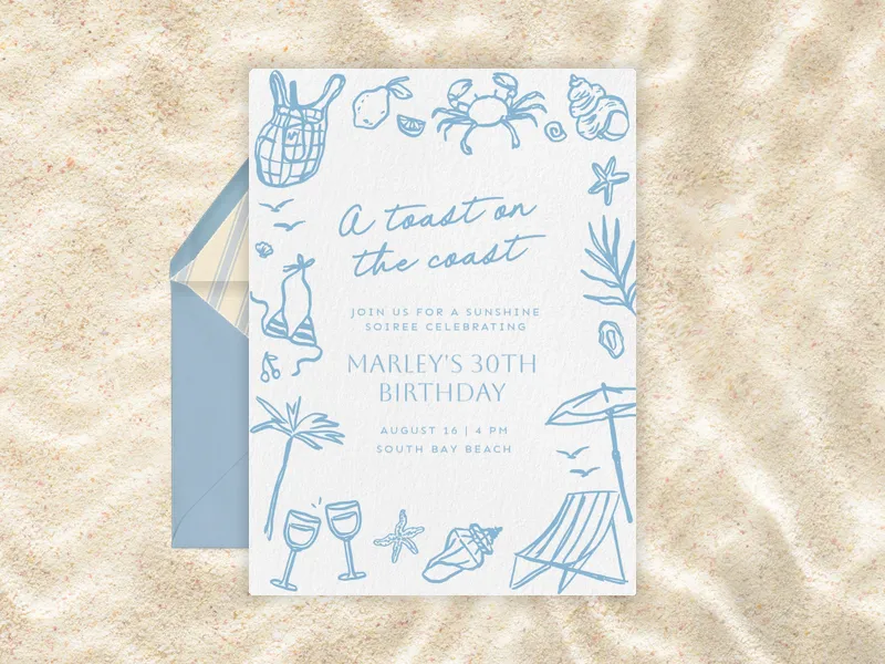 Beachy Doodles - beach_party - Invitation