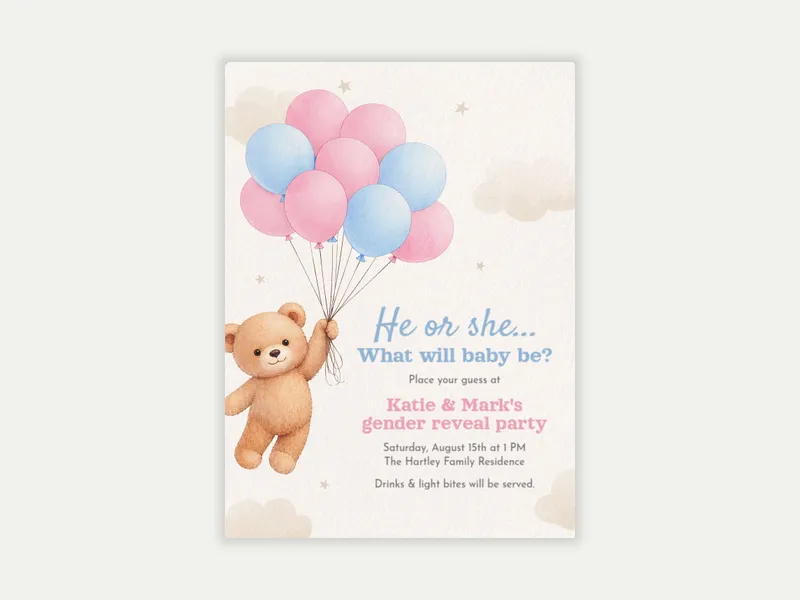 Bear-y Big Moment - gender_reveal - Invitation
