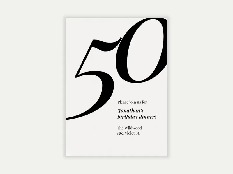 Big Number: Milestone Birthday - 50th_birthday - Invitation