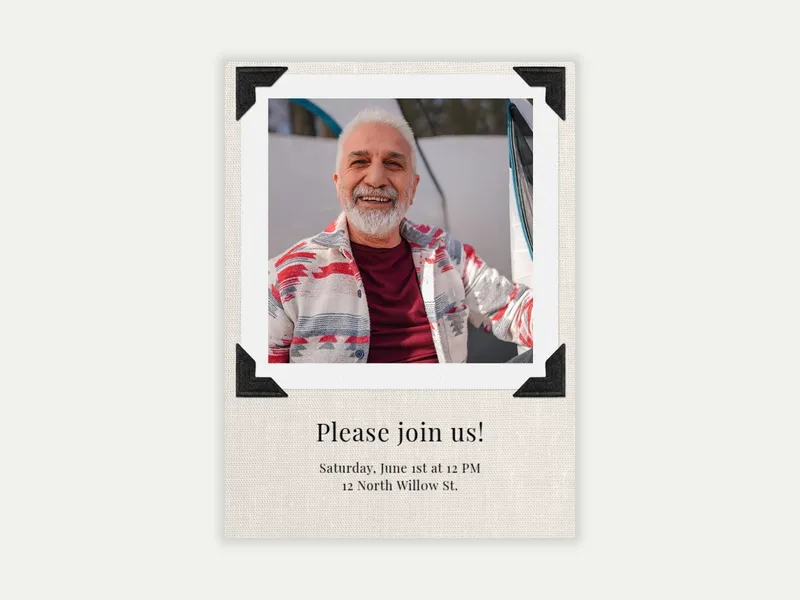 Basic Linen Frame (Photo) - retirement_farewell - Invitation