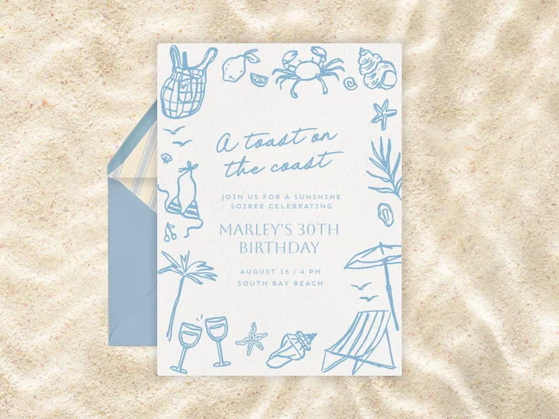 Beachy Doodles - beach_party - Invitation