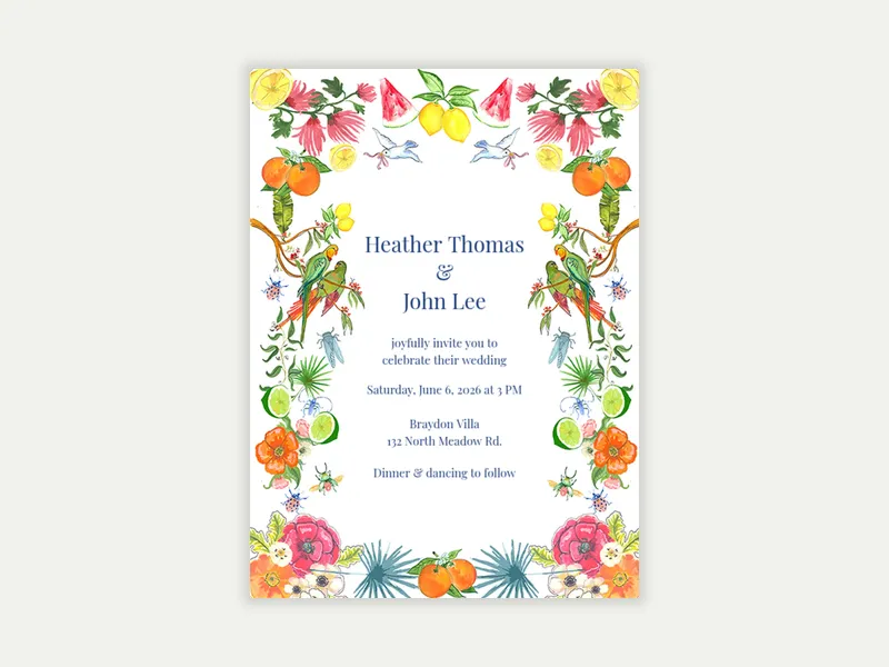 Birds and Blooms - wedding - Invitation