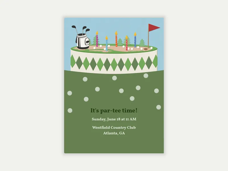 Birthday Cake Golf - golf - Invitation