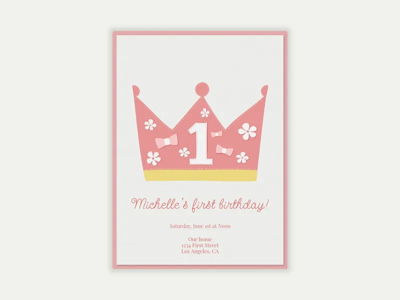 Pink Birthday Crown - babys_first - Invitation
