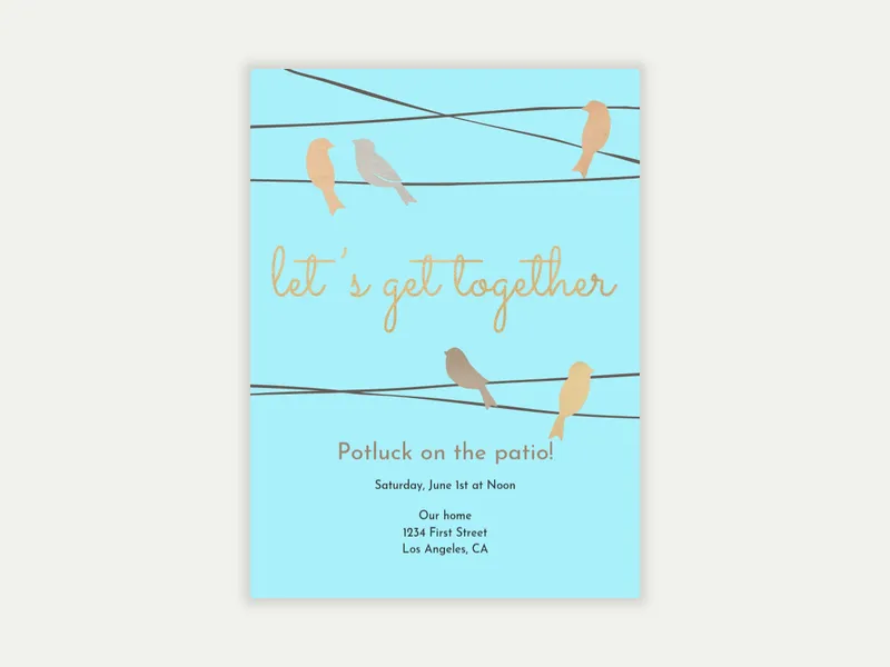 Bird on a Wire - potluck - Invitation